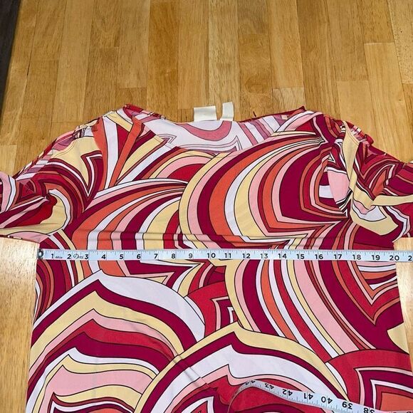 Chico’s Modern Movement Cold Shoulder Top Colorful 70’s Groovy Women’s Medium - Picture 6 of 11